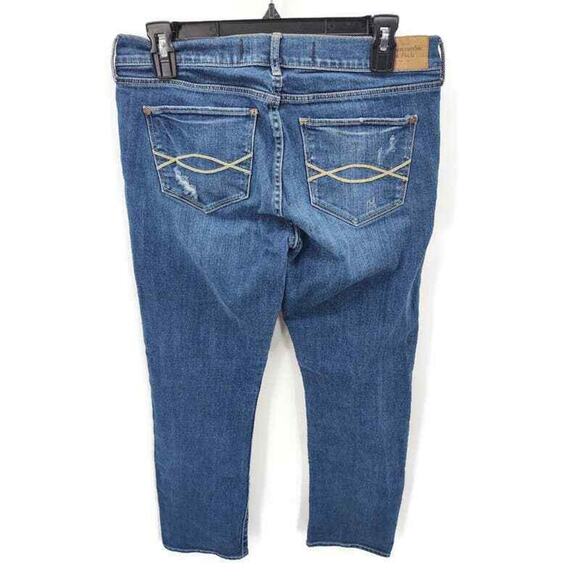 Abercrombie & Fitch classic cropped medium wash distressed jeans in size 29 - Picture 2 of 4